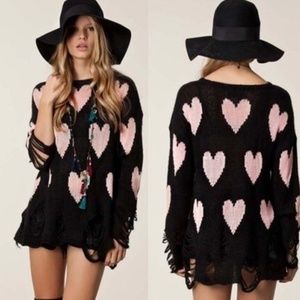 Wildfox Black All Over Love Sweater Size XS